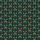 Repeating palm trees and pink flamingo pairs on dark green tropical botanical background - view 2 - final