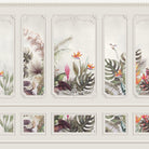 Elegant wall panels featuring tropical birds, monstera leaves and birds of paradise flowers - view 2 - final