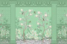 Timeless Chinoiserie garden scene in lea - "european" wallpaper mural-inequal final