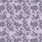 Navy blue floral wallcovering with pink birds perched among delicate beige cherry blossoms - view 22 - final