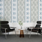 Vertical striped design with ornate carriages and delicate gray floral motifs in European style - final hobby-room