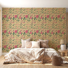Delicate coral and beige floral pattern with climbing vines and whimsical botanical motifs - view 9 - final