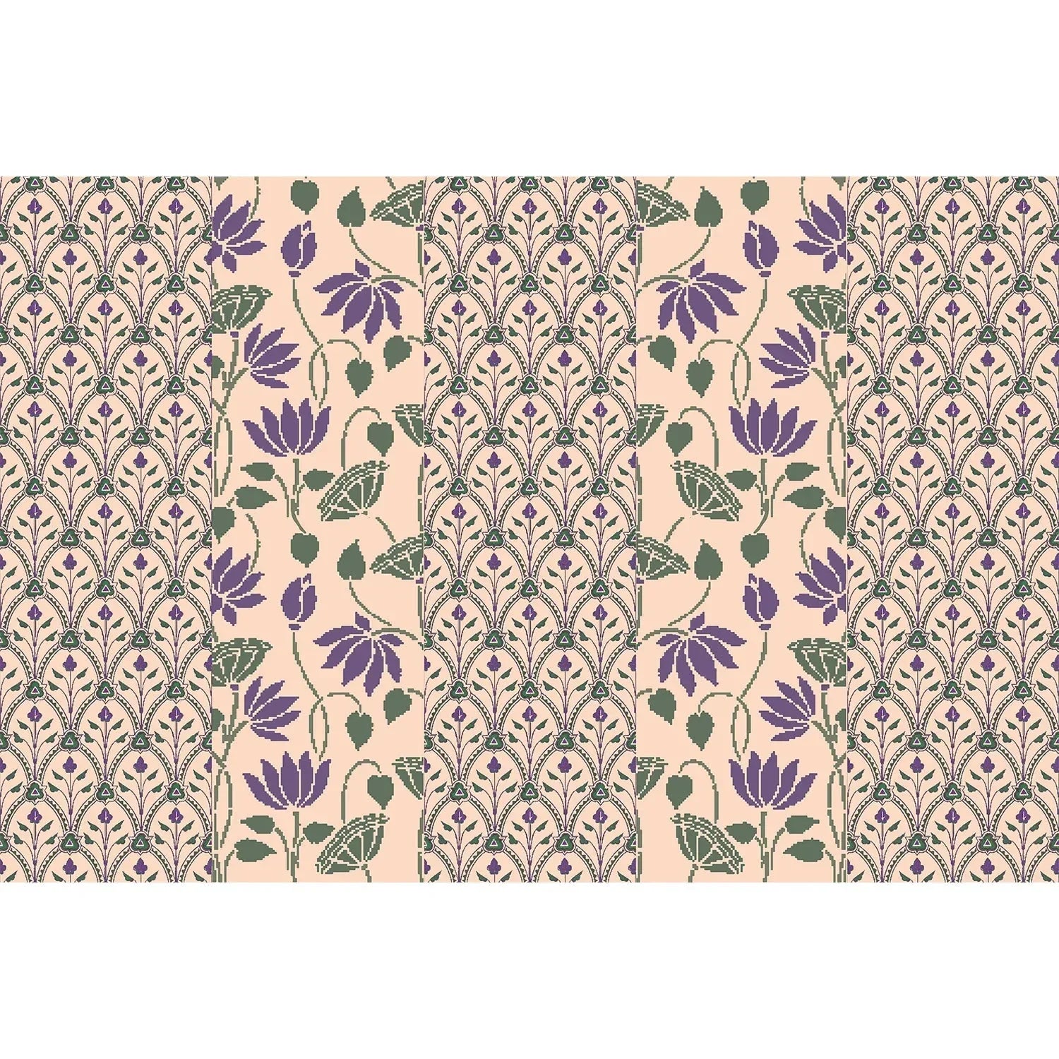 Floral lotus tapestry in lea - "motifs" wallpaper mural-equal final
