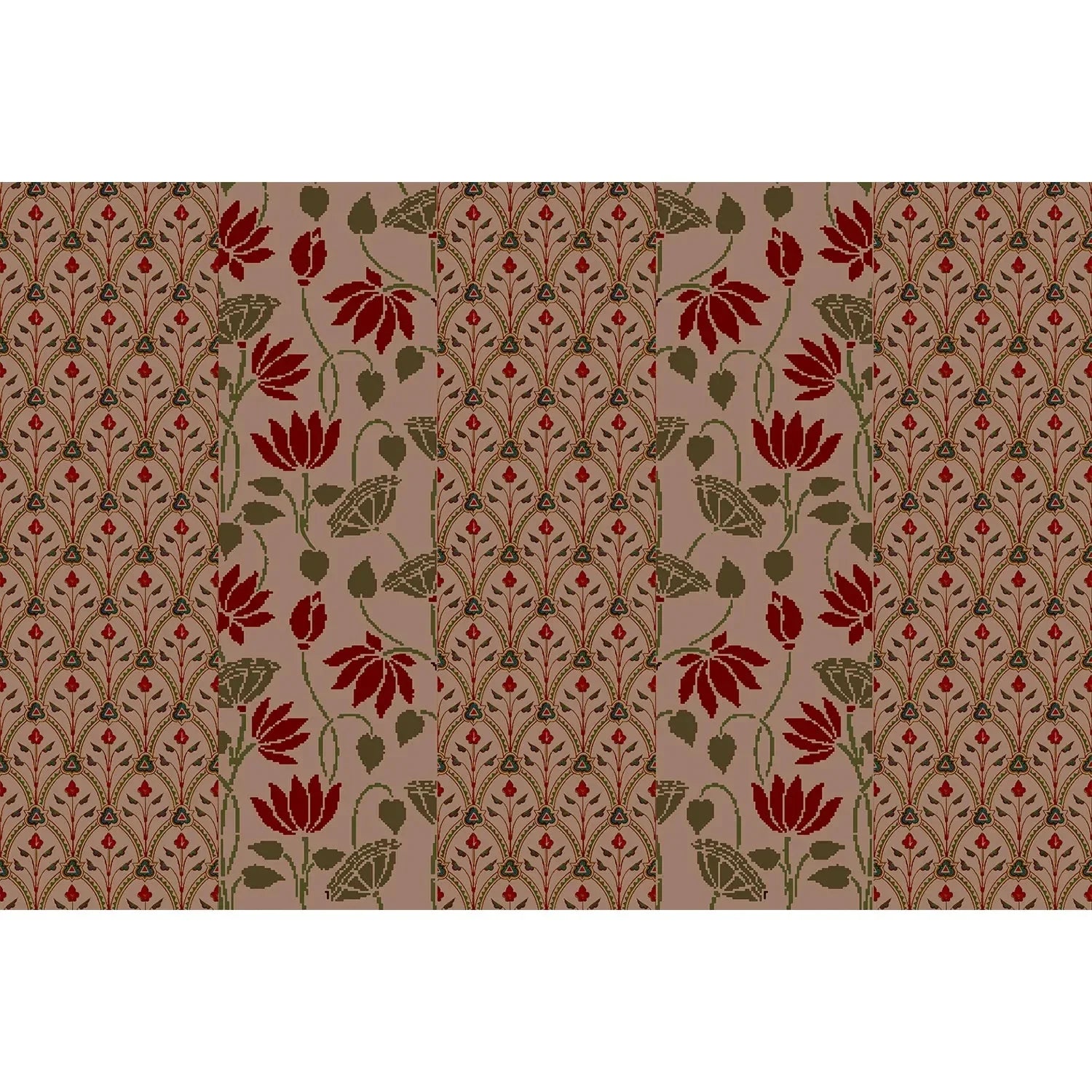 Floral lotus tapestry in lea - "motifs" wallpaper mural-equal final