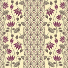 Art nouveau inspired floral pattern with deep red lotus blooms on sage green background - view 19 - final
