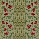 Art nouveau inspired floral pattern with deep red lotus blooms on sage green background - view 2 - final