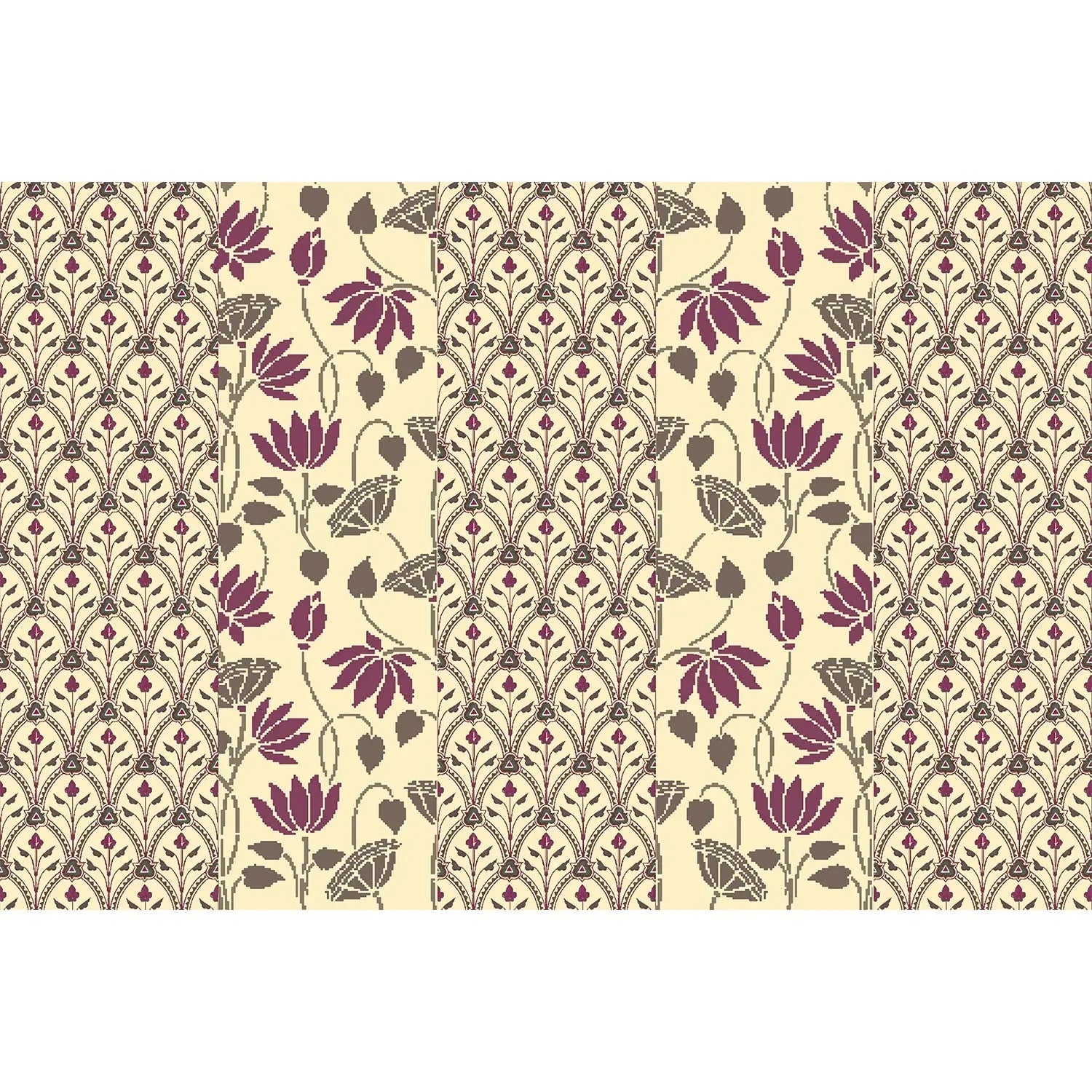 Floral lotus tapestry in lea - "motifs" wallpaper mural-equal final
