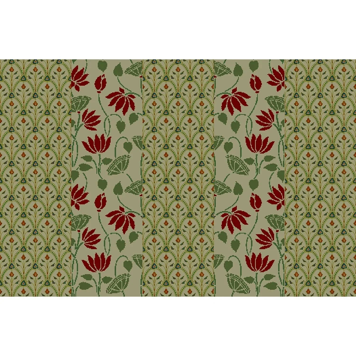 Floral lotus tapestry in lea - "motifs" wallpaper mural-equal final