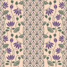 Art nouveau inspired floral pattern with deep red lotus blooms on sage green background - view 7 - final