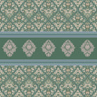 Elegant green damask wallcovering with ornate medallion border and traditional Victorian-inspired motifs - view 2 - final
