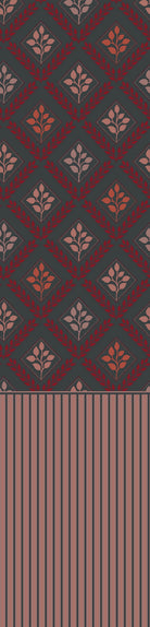 Elegant teal and gold damask floral pattern with diamond lattice arrangement on dark background - view 15 - repeat-original - final