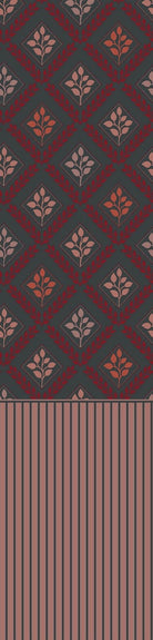 Elegant teal and gold damask floral pattern with diamond lattice arrangement on dark background - view 16 - repeat-small - final