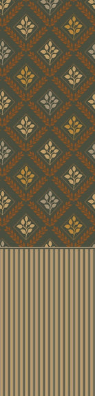 Elegant teal and gold damask floral pattern with diamond lattice arrangement on dark background - view 21 - repeat-small - final