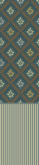 Elegant teal and gold damask floral pattern with diamond lattice arrangement on dark background - view 5 - repeat-original - final