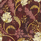 Art nouveau floral design with sage leaves and copper scrollwork on dark emerald background - view 17 - repeat-small - final