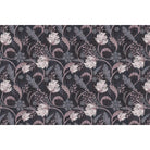 repeat-full-square Art nouveau floral design with sage leaves and copper scrollwork on dark emerald background - view 25 - final