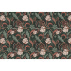 Art nouveau floral design with sage leaves and copper scrollwork on dark emerald background - view 5 - repeat-full-square - final