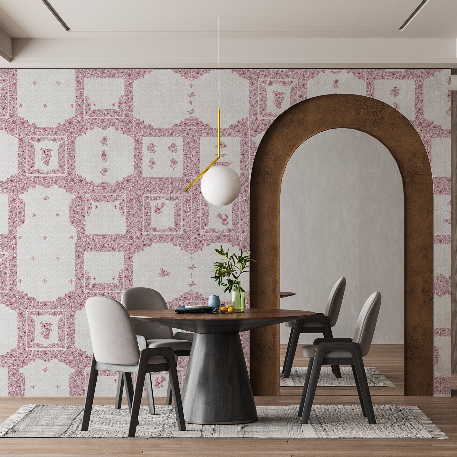 Classic geometric frames with delicate floral details in soft sage green and white tones - view 11 - final