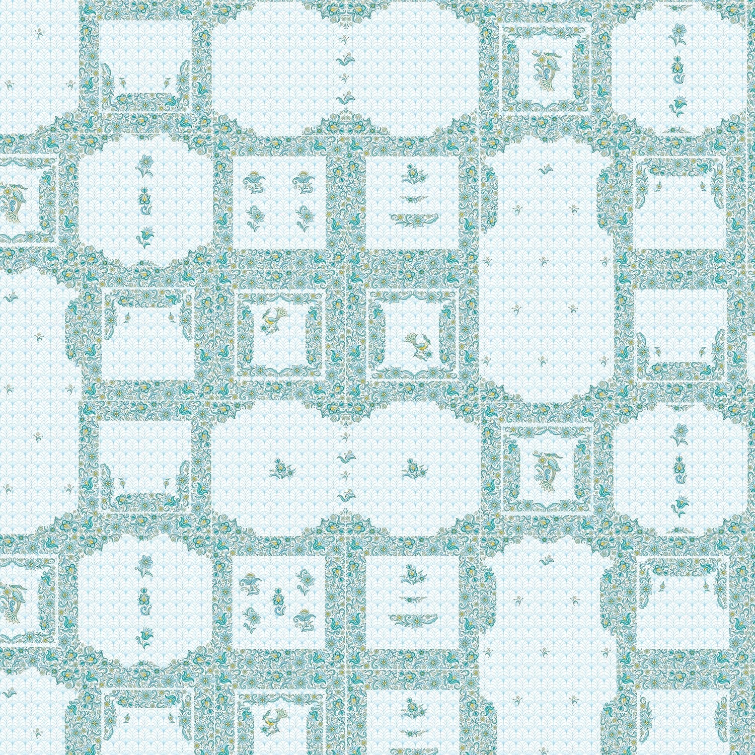 Classic geometric frames with delicate floral details in soft sage green and white tones - view 16 - final