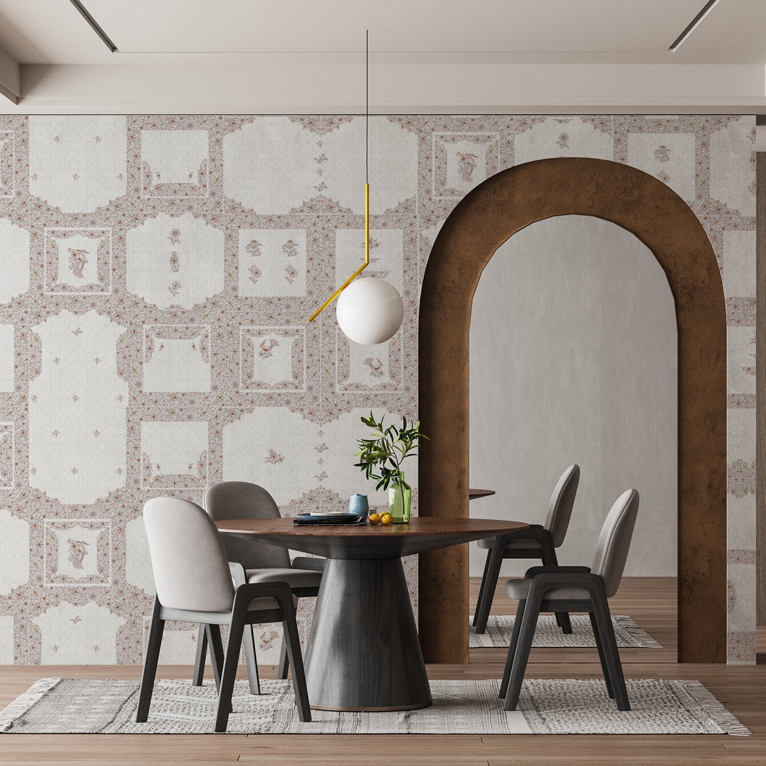 Classic geometric frames with delicate floral details in soft sage green and white tones - view 7 - final