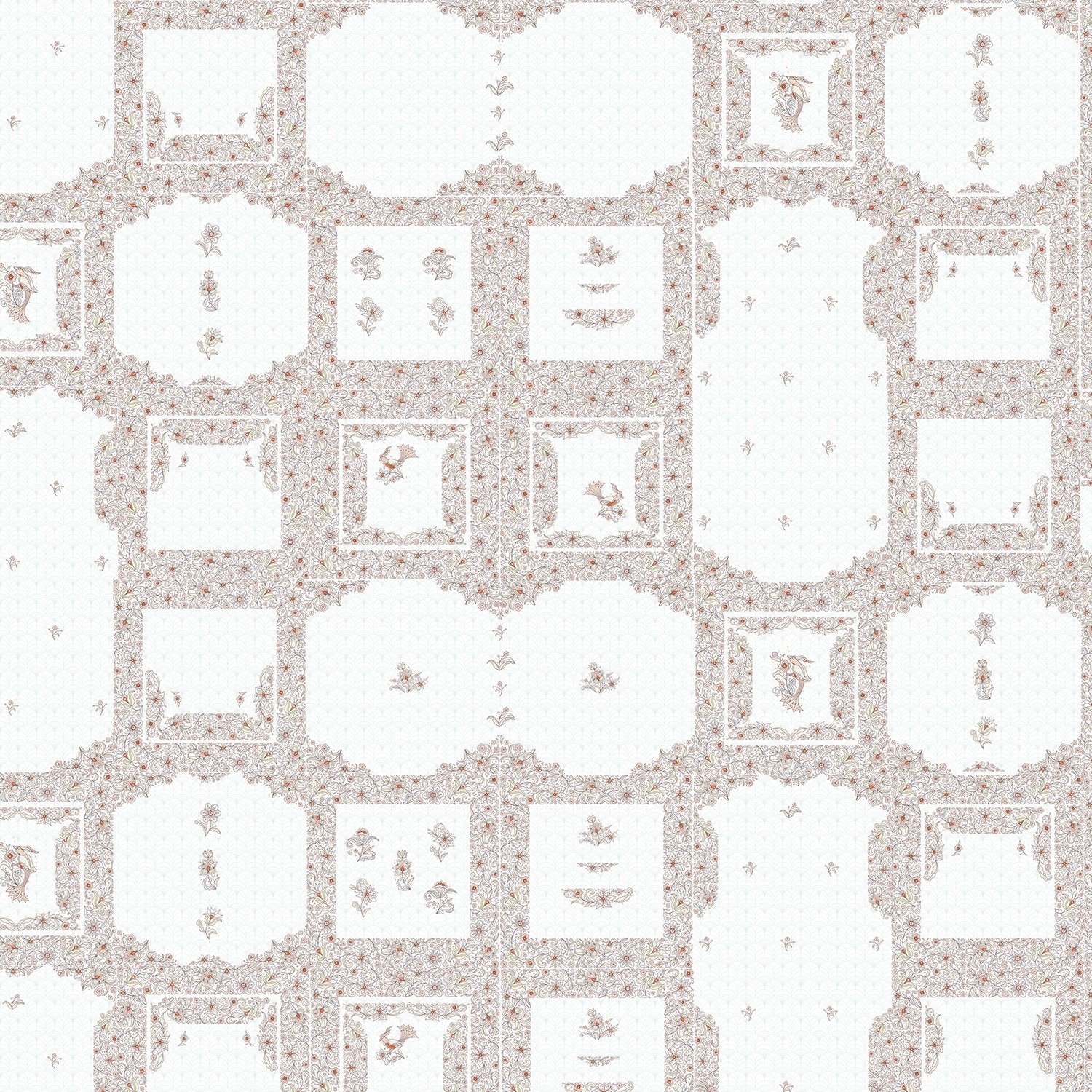 Classic geometric frames with delicate floral details in soft sage green and white tones - view 8 - final