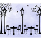 Parisian cafe silhouette in lea - "hotels and cafes" wallpaper mural-equal final