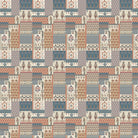 Geometric brown and terracotta patchwork with traditional Middle Eastern motifs in retro style - view 14 - final