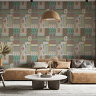 Geometric brown and terracotta patchwork with traditional Middle Eastern motifs in retro style - view 18 - final