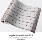 Classic red floral border design with delicate mushroom motifs on white striped background - view 5 - final