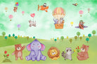 "Colorful lea balloon wildlife adventure kids wallpaper mural-inequal final"