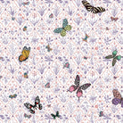 Delicate damask pattern with colorful butterflies and eyelash details on soft mint background - view 13 - final