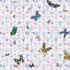 Delicate damask pattern with colorful butterflies and eyelash details on soft mint background - view 17 - final