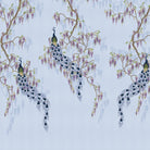 Elegant chinoiserie with purple peacocks and cascading wisteria branches on blush pink background - view 12 - final